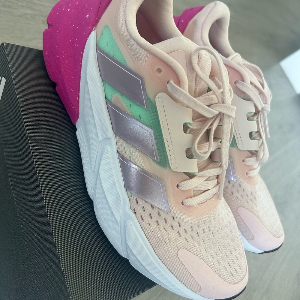 Adidas Pink and White Sneakers with Modern Sole